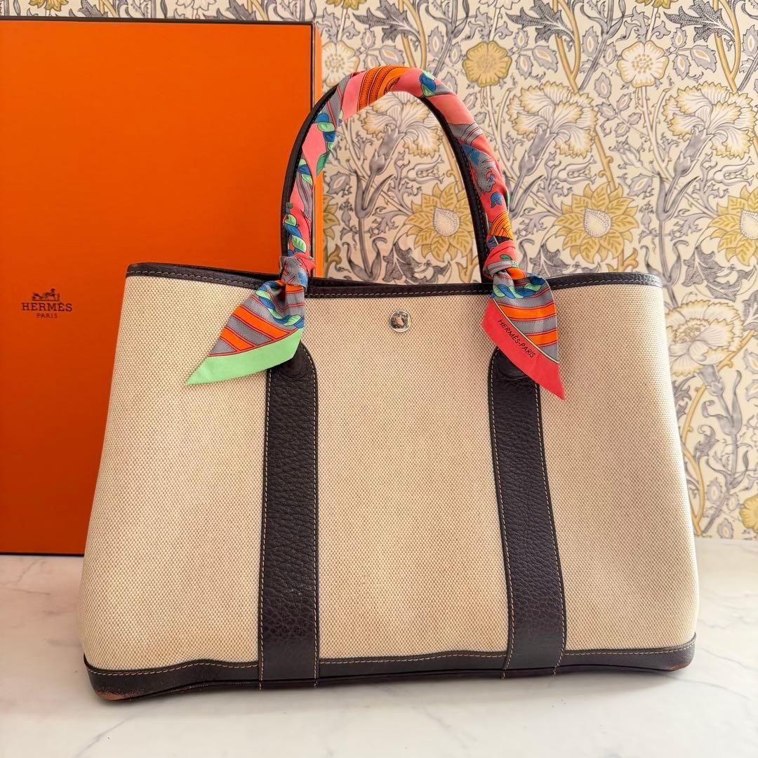 HERMES エルメス ガーデンパーティ PM ネゴンダ エトゥープ □O刻印 HERMES エルメス 美品 ガーデンパーティ PM ネゴンダ エトゥープ □O