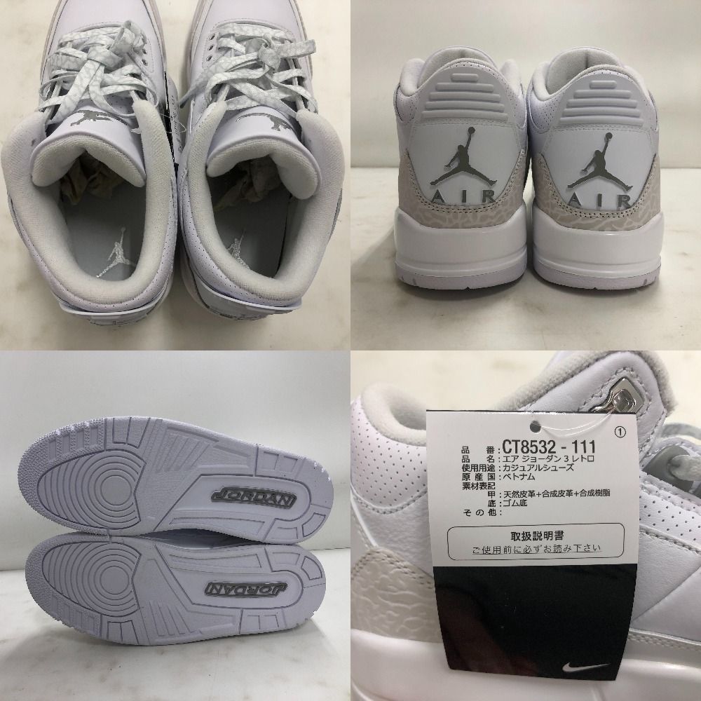 02w23446 ナイキ NIKE AIR JORDAN 3 RETRO ホワイト 27.0cm ベトナム製