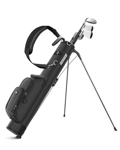 Findway ゴルフ スタンドバッグ セルフスタンド クラブケース 7-8本収納 ゴルフバッグ 練習用 軽量 約997g 3つポケット 保冷機能付き ショルダーベルト キャディバッグ ゴルフ サブバッグ 男女兼用 耐久性 衝撃保護t