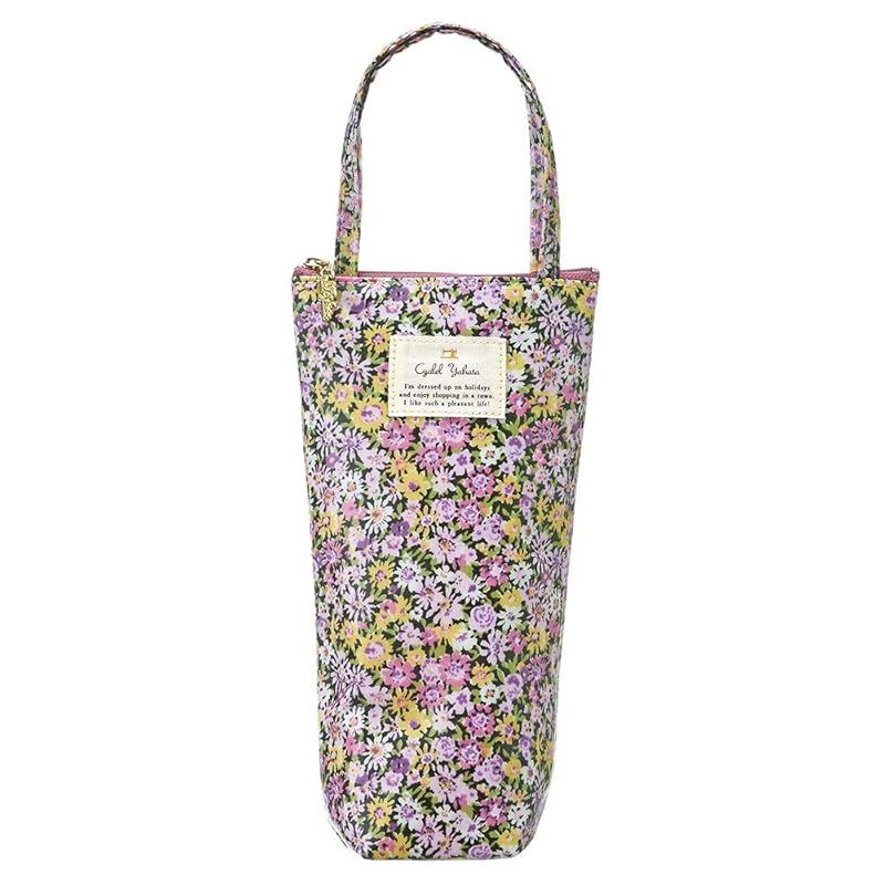 【新品】 ペットボトルカバー ボトルケース 保冷 保温 縦型バッグ 旅行用 おしゃれ 可愛い 水筒カバー ギフト LC 花柄 日本製 ネイティブフラワー パープル 0