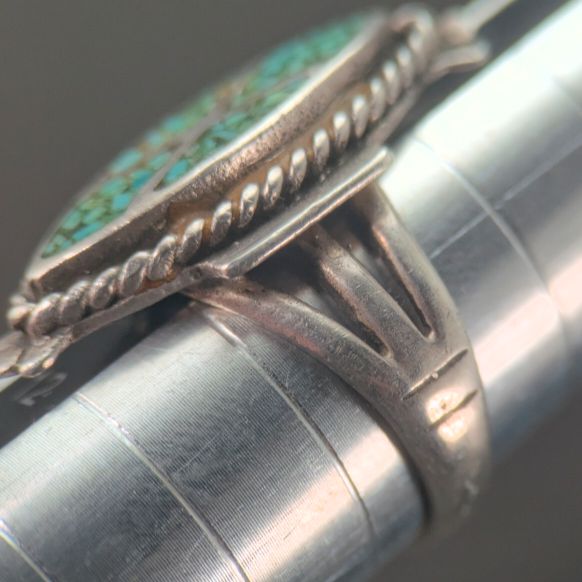 最終価格】スターリング 10号 ターコイズ インレイ Xモチーフ 