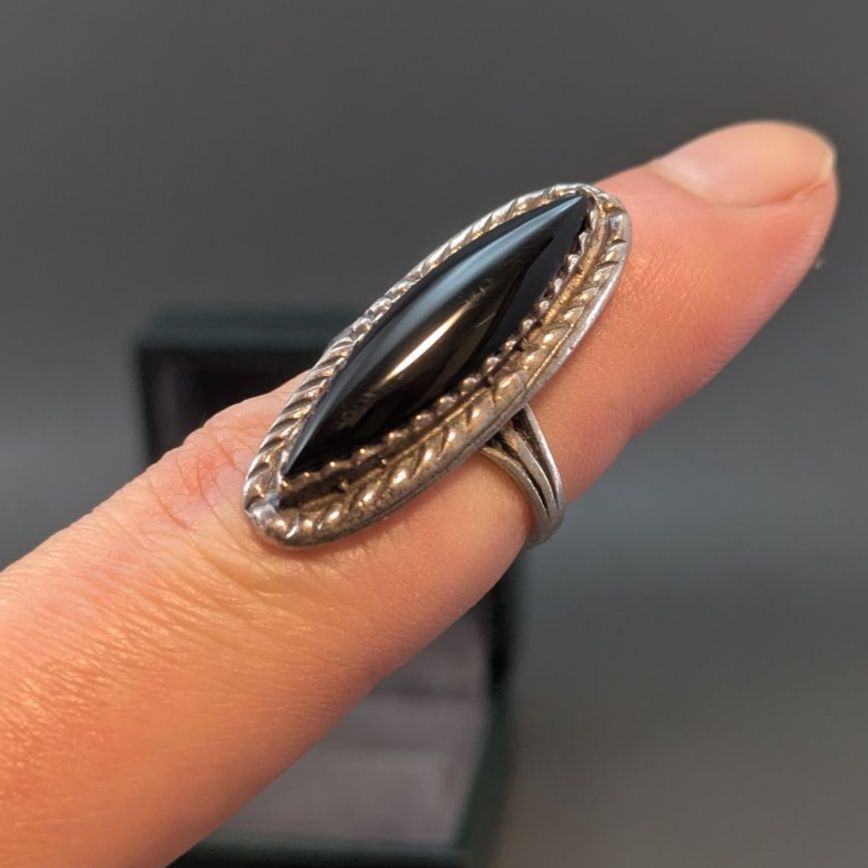 最終価格】オニキス シルバーリング 13号 ナバホ Navajo インディアン