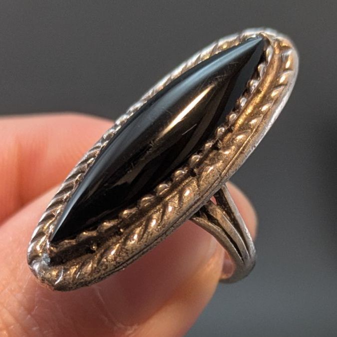 最終価格】オニキス シルバーリング 13号 ナバホ Navajo インディアン
