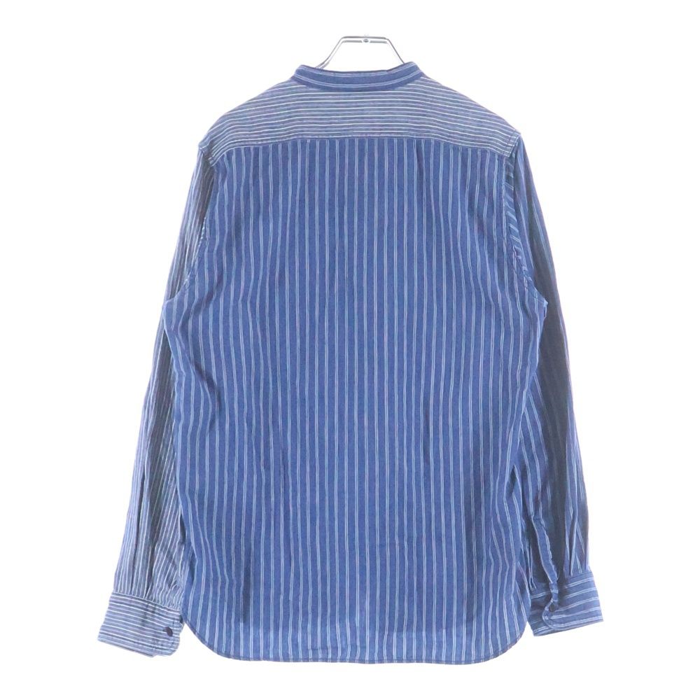 NIGEL CABOURN (ナイジェルケーボン) ストライプ ノーカラー長袖シャツ
