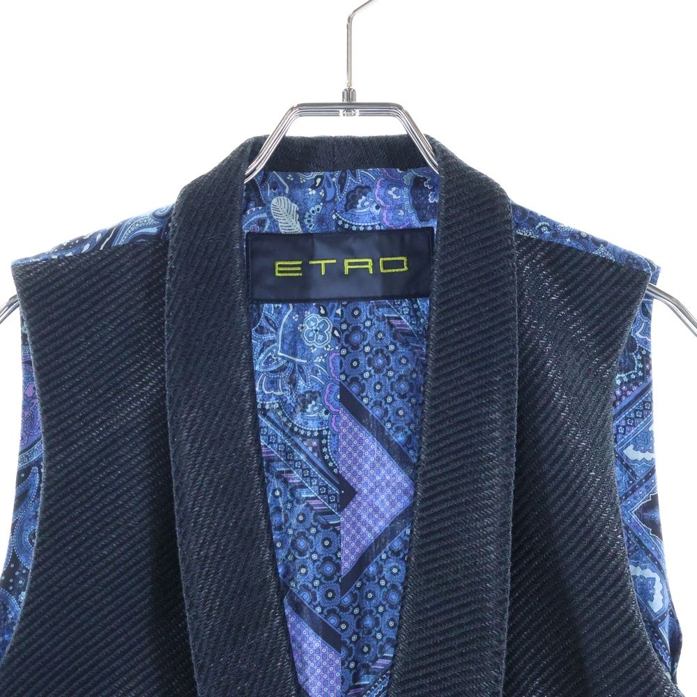 ETRO ペイズリー柄ベスト ETRO (エトロ) ペイズリー柄切り替え ベスト ネイビー - メルカリ