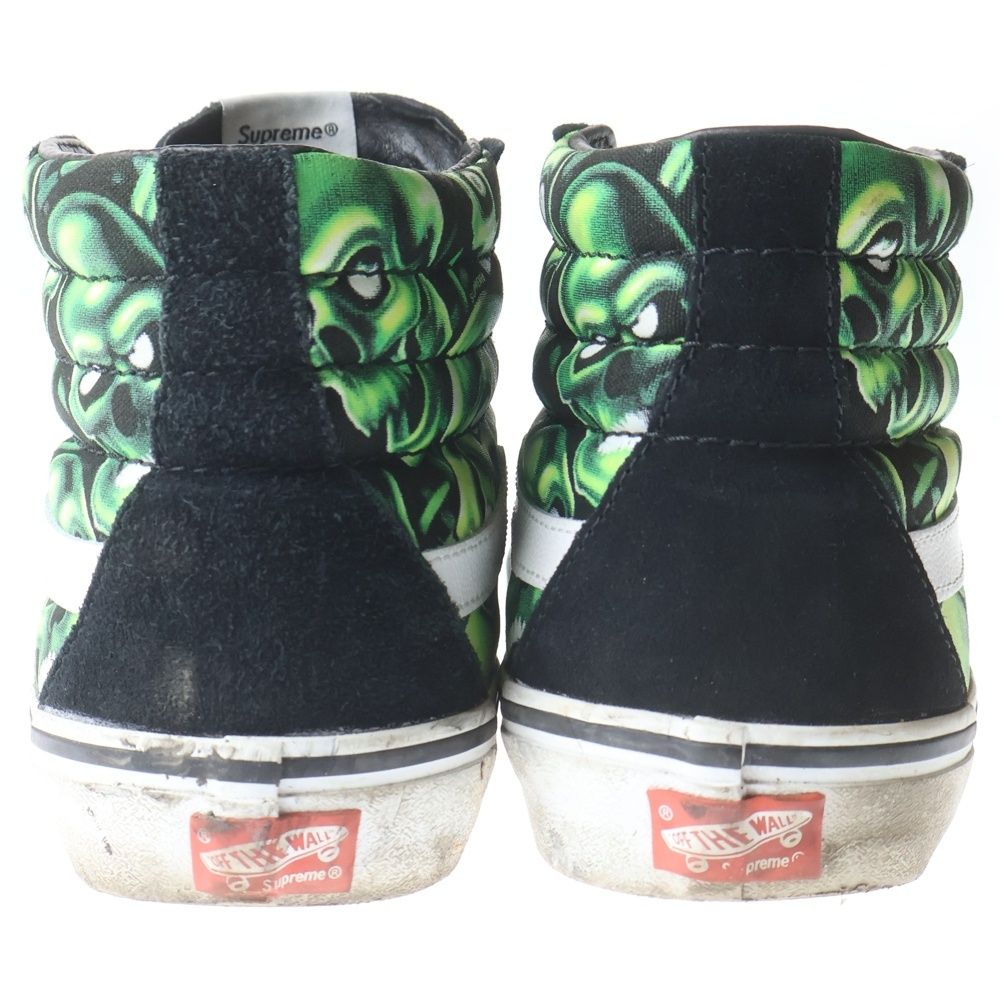 SUPREME シュプリーム 18SS ×VANS Skull Pile SK8-HI バンズ スカルパイル スケートハイカットスニーカー ブラック/グリーン US9/27cm 721454 SUPREME (シュプリーム) 18SS ×VANS Skull Pile SK8-HI バンズ スカル