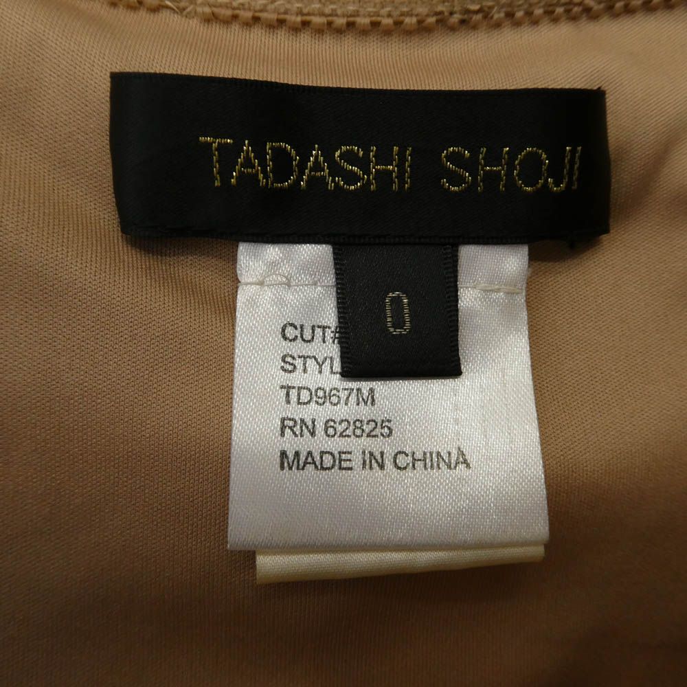 TADASHI SHOJI タダシショージ フレンチスリーブ 総レース ウエストベルト ドレス ワンピース ブラック系 ベージュ系【中古】 TADASHI SHOJI タダシショージ フレンチスリーブ 総レース ウエスト