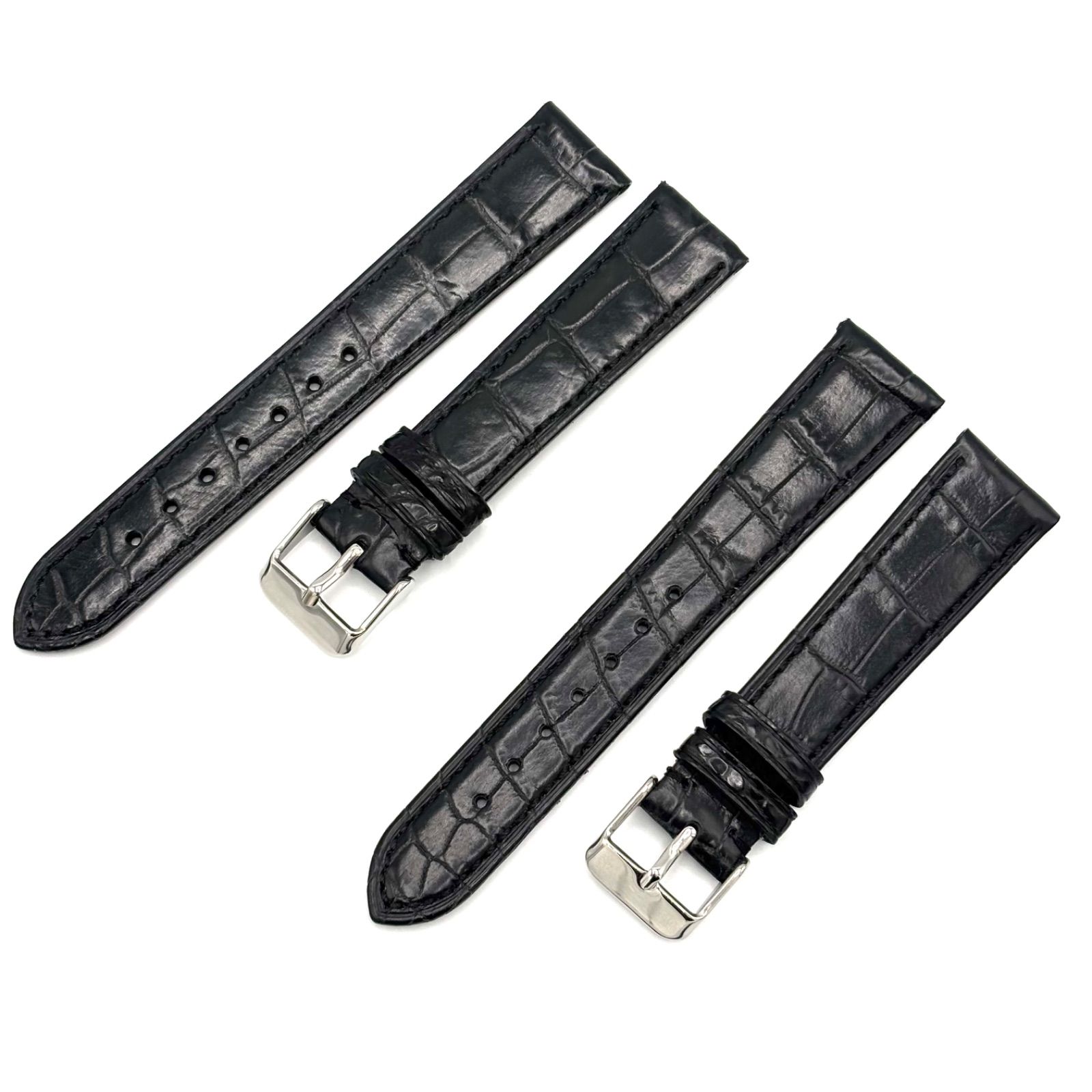 アリゲーターベルト ブラック 竹腑 ステンレス尾錠 18mm・19mm・20mm