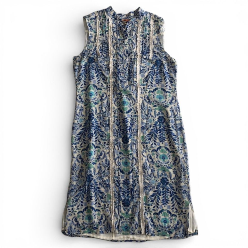 美品 TORY BURCH トリーバーチ フラワー柄シルクノースリーブ 