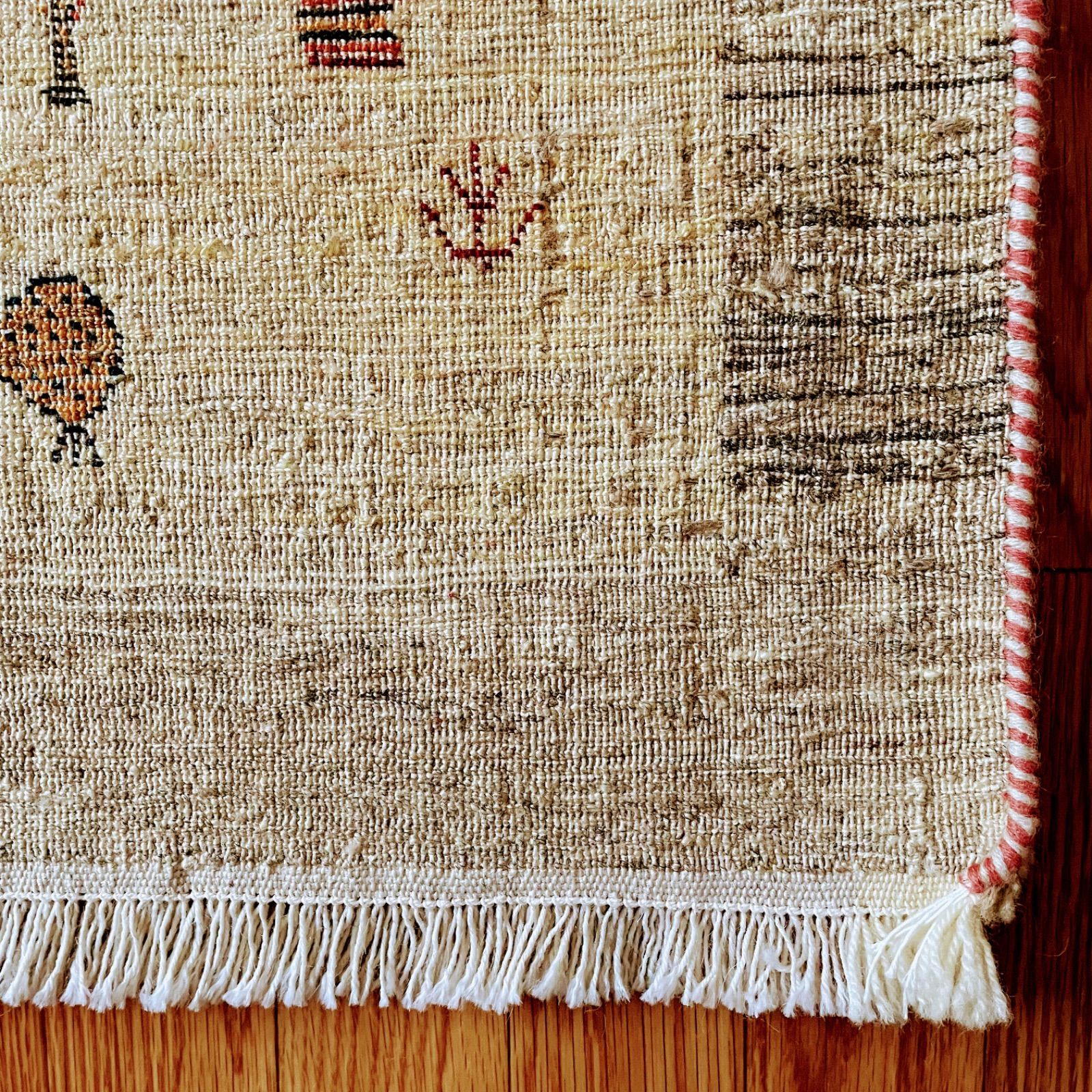 ペルシャ 手織り本物 アート ギャッベ 57×80cm 豊穣のザクロ文様