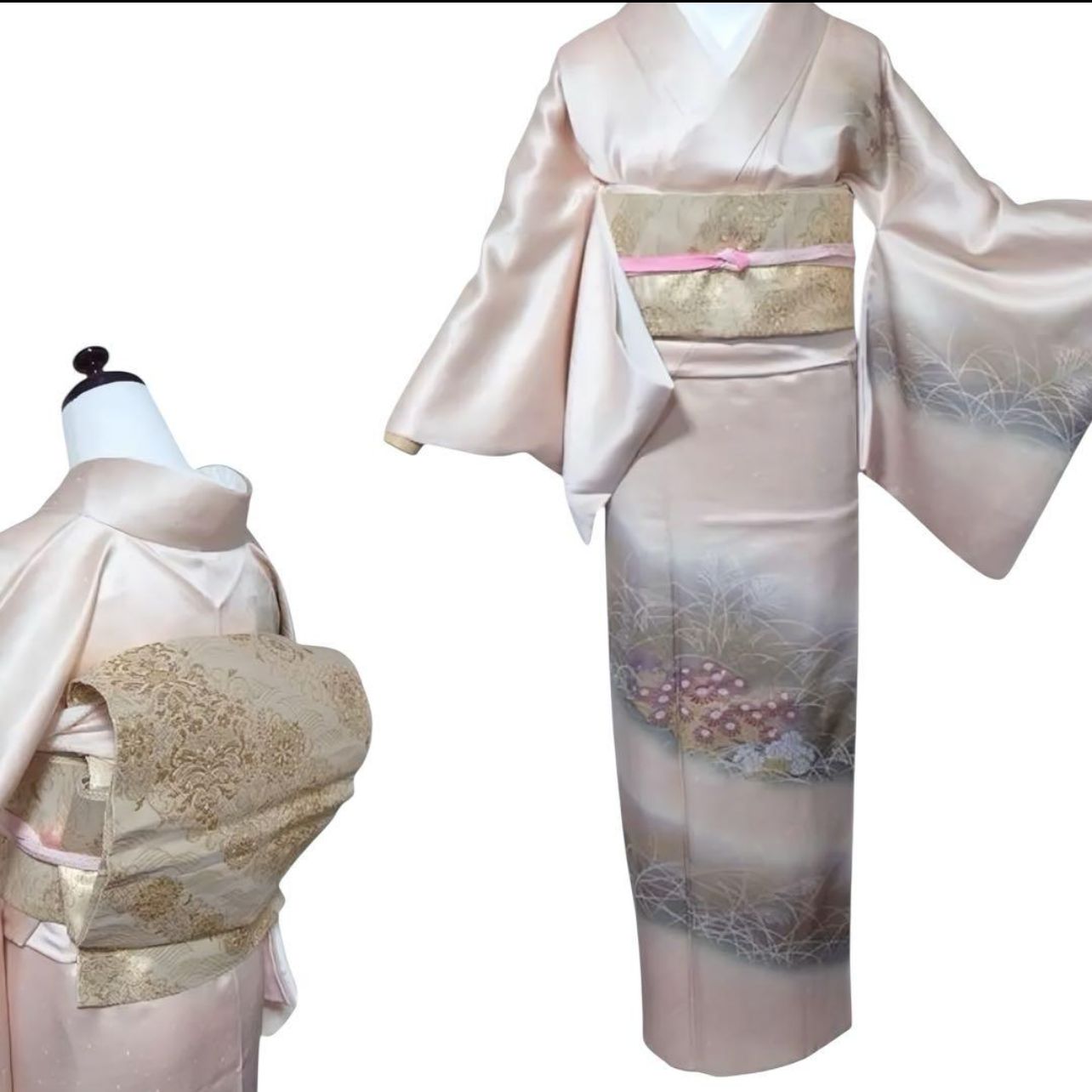 正絹　訪問着　西陣唐織袋帯　フルセット 美品　上質　フォーマル　粋　カタ2-3 正絹 友禅 訪問着 フルセット 西陣唐織袋帯 4点 卒業式 入学式 フ9991
