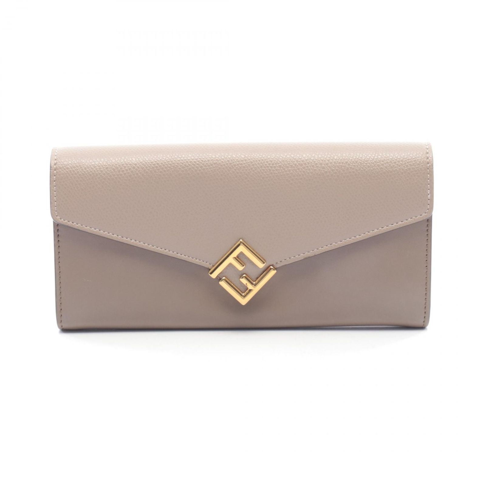 フェンディ FENDI 二つ折り長財布 FFダイヤモンド グレージュ レザー 