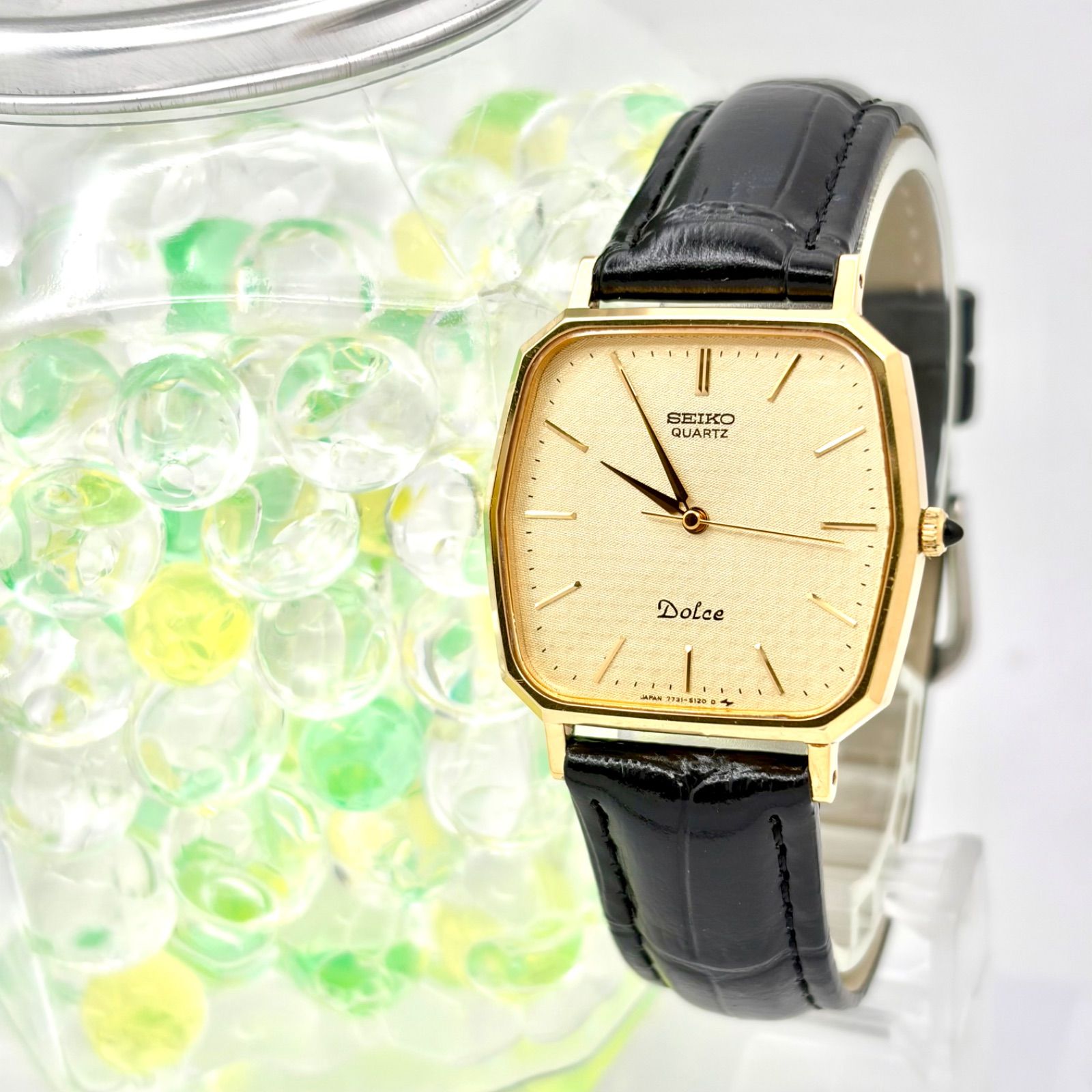 希少/電池交換済】SEIKO DOLCE 腕時計 新品ベルト ゴールド セイコー 