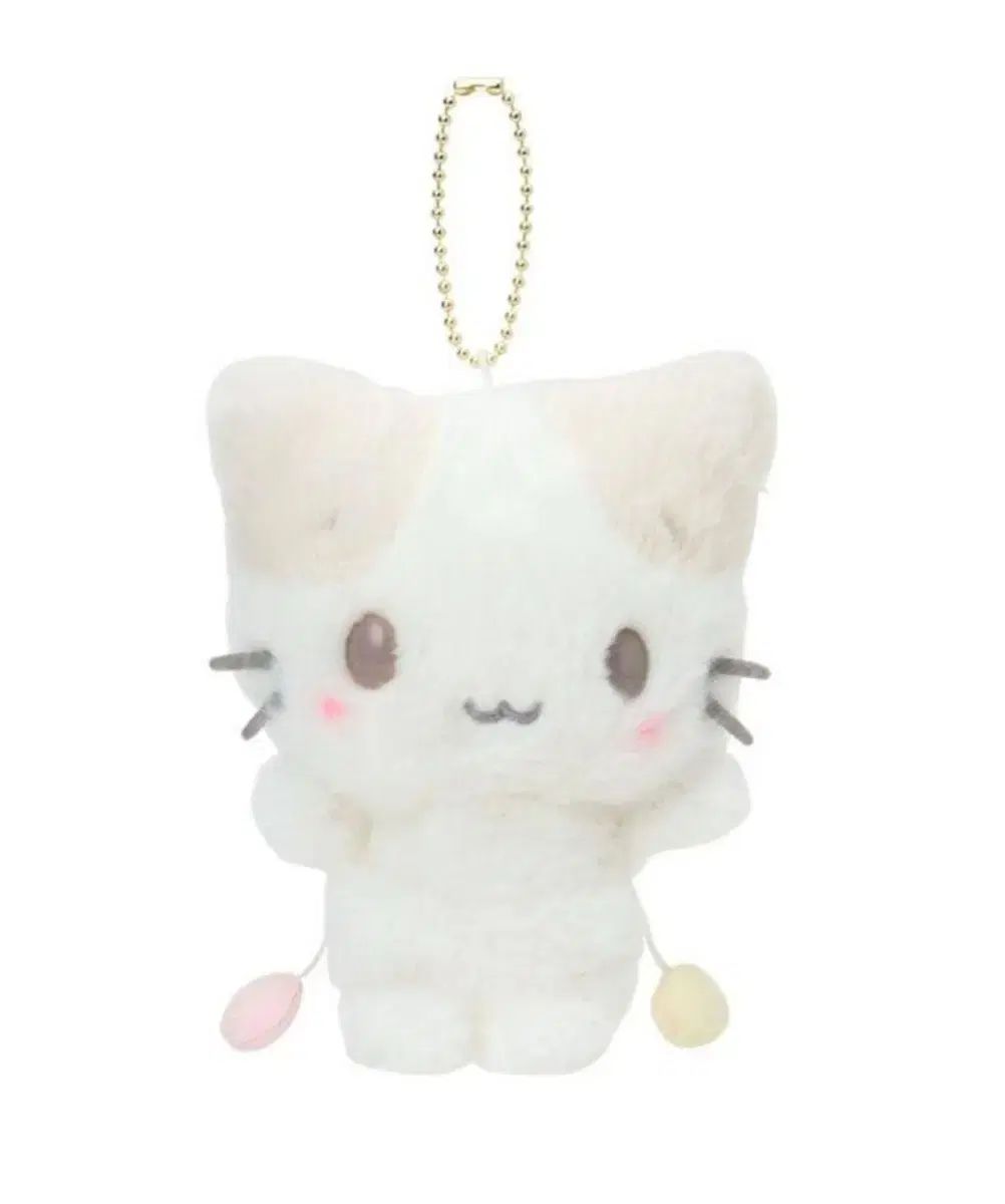 マシュマロ猫ぬいぐるみキーホルダー 白ふわマスコットぬいぐるみ
