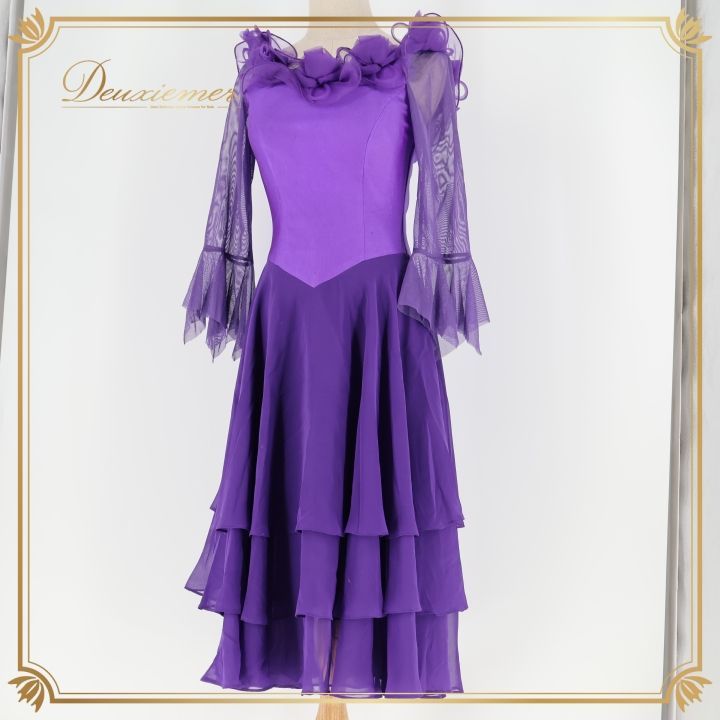 社交ダンス 衣装 ワンピース ドレス パープル系 クリエイトサン Create