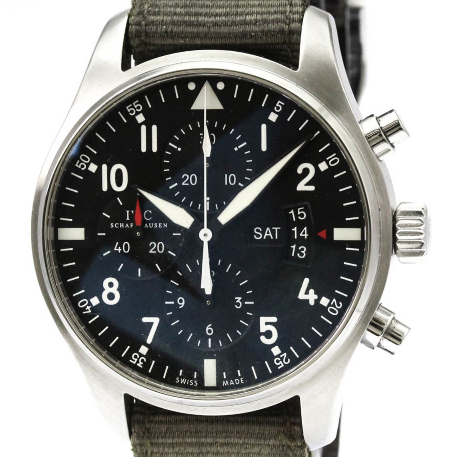 IWC) パイロットウォッチ クロノグラフ ステンレススチール レザー
