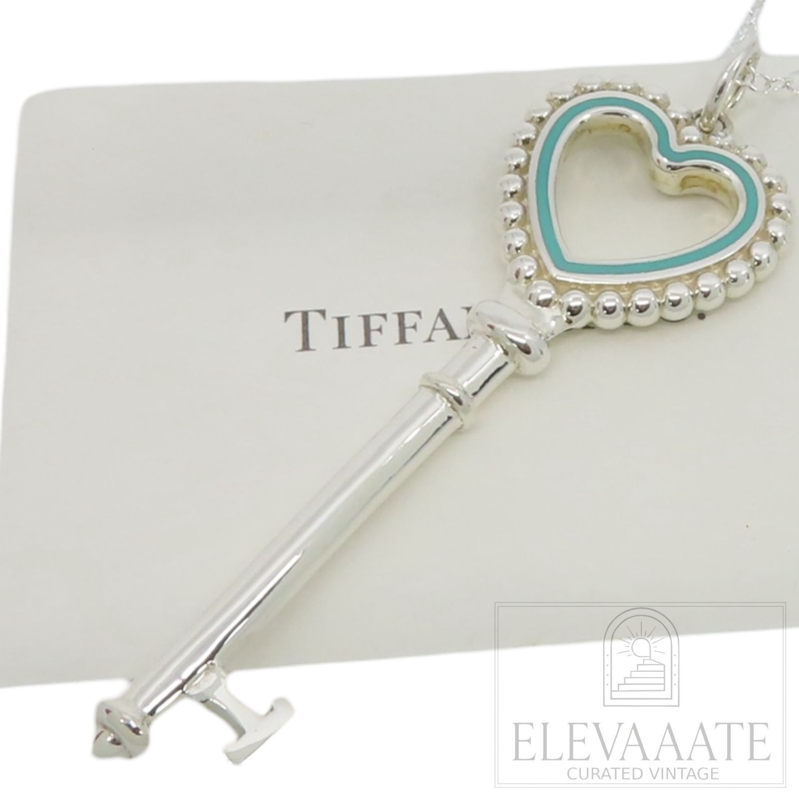 美品 Tiffany&Co. ティファニー ブルー ハート ライン ビーズ ラージ