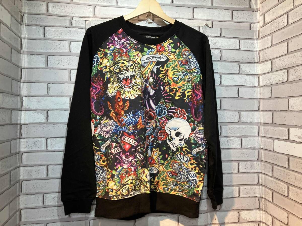 コメリ エドハーディー ロンt Ed Hardy スカル ラインストーン XL