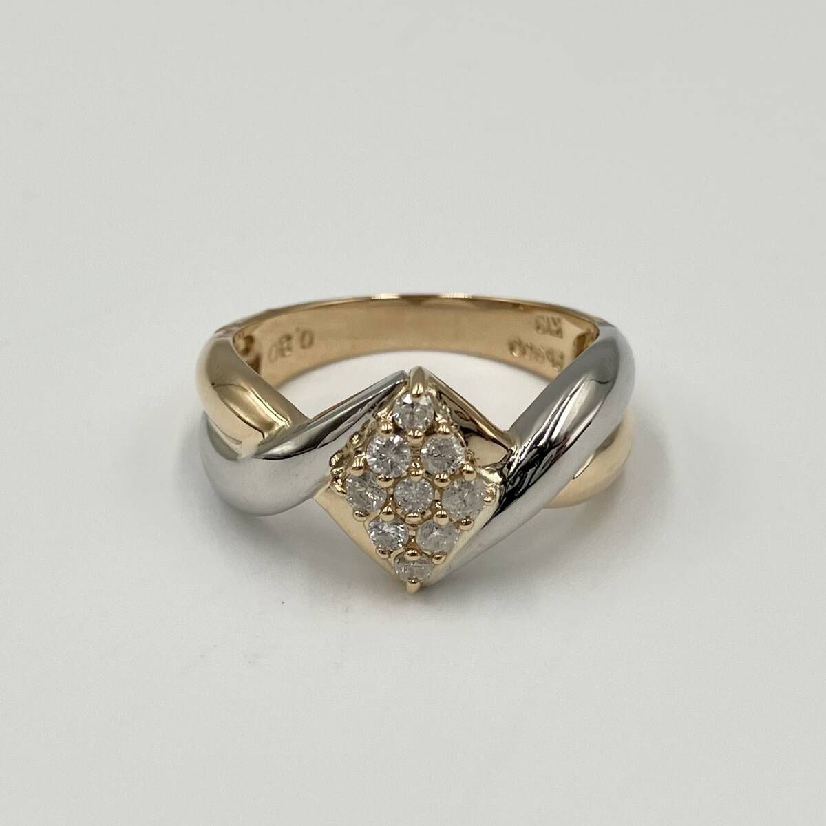 美品】 Pt900 K18 0.20ct #11 総重量約4.3g プラチナ ゴールド コンビ 