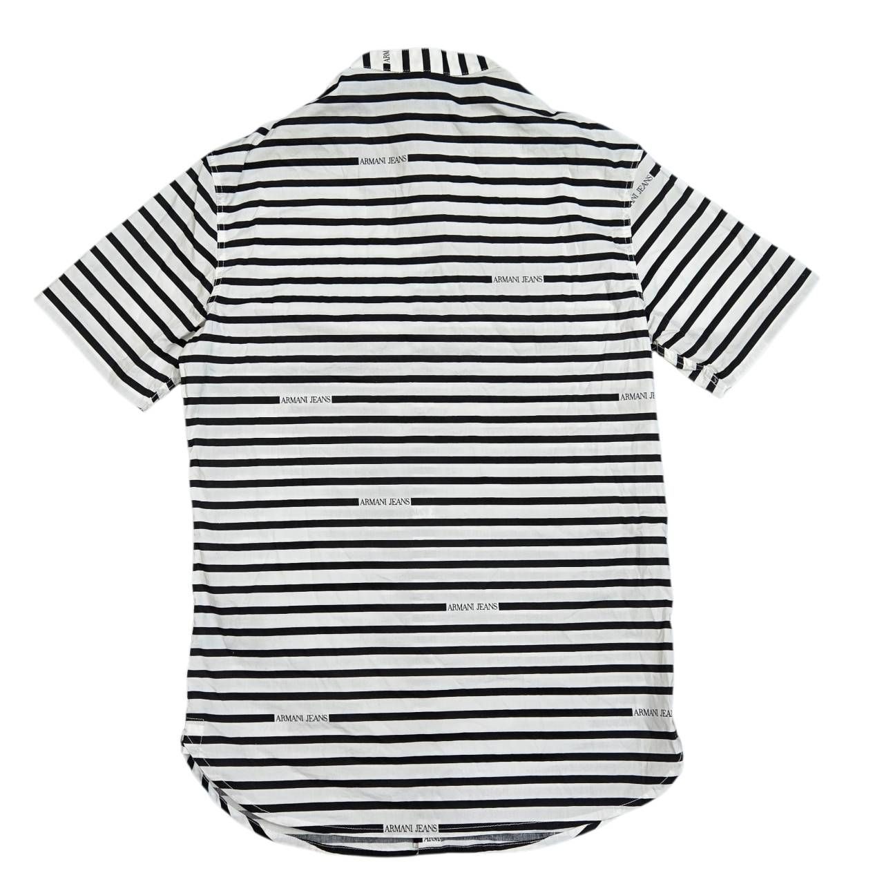 ARMANI JEANS アルマーニジーンズ ノーカラーシャツ 半袖 ボーダー XS 