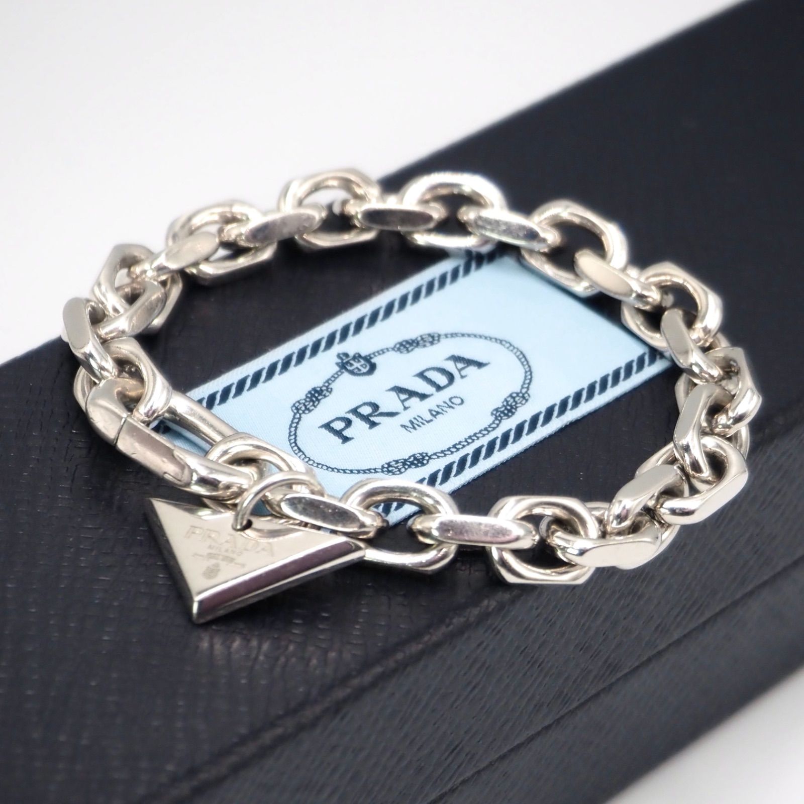 付属品付き】PRADA シンボル チェーン ブレスレット シルバー925 