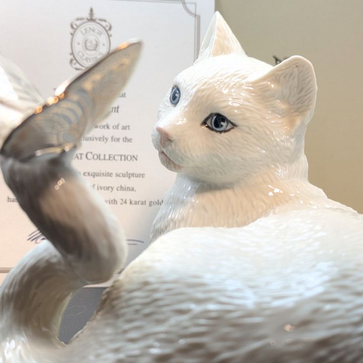専用箱付属 LENOXレノックス キャット ペルシャ猫24K 4月の雨 5月の