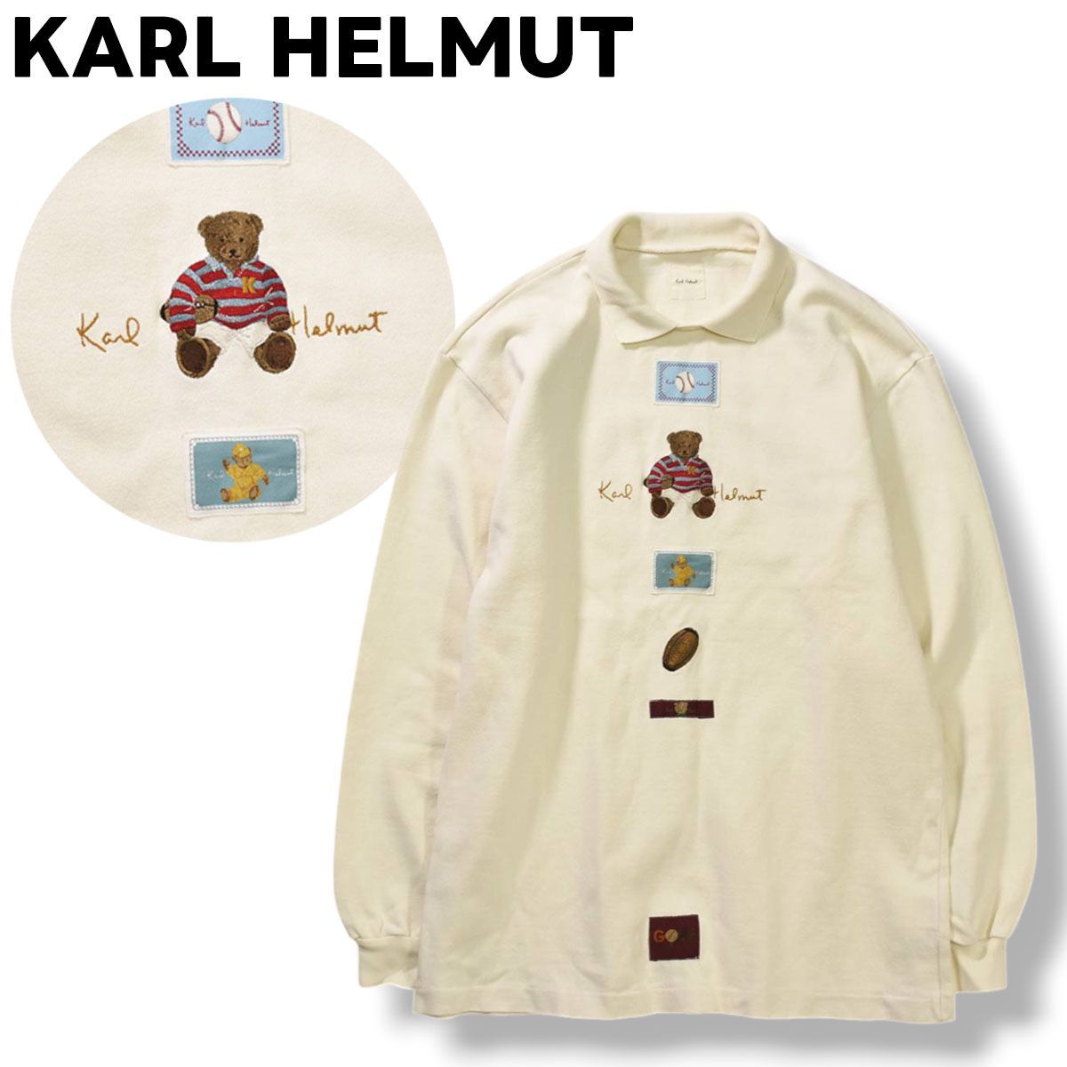 日本製 カールヘルム KARL HELMUT 襟付き ロゴ 刺繍 ワッペン 