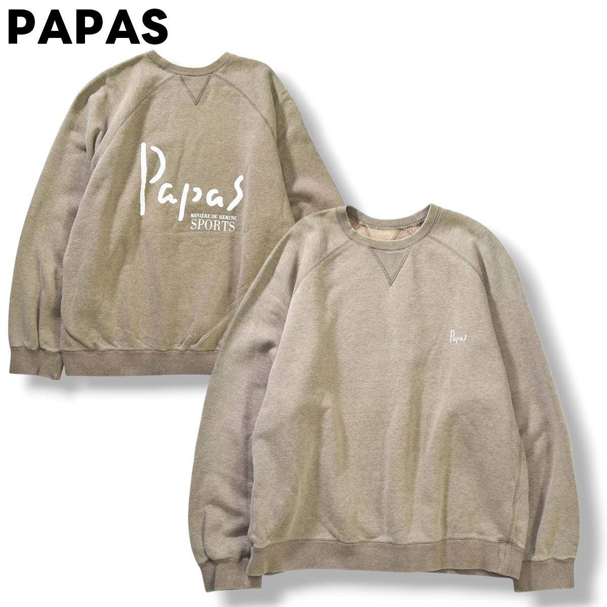 OLD 初期 Papas パパス 肉厚 前V ラグランスウェット☆M〜L相当☆