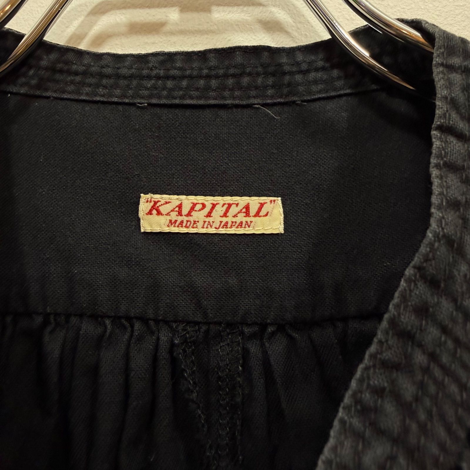 KAPITAL キャピタル ギャザー 半袖シャツ チュニックブラウス ブラック 