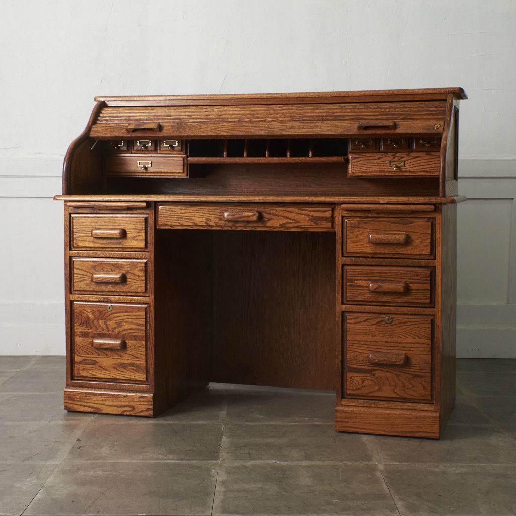 アメリカ Whalen Furniture ヴィンテージ ロールトップ デスク 蛇腹