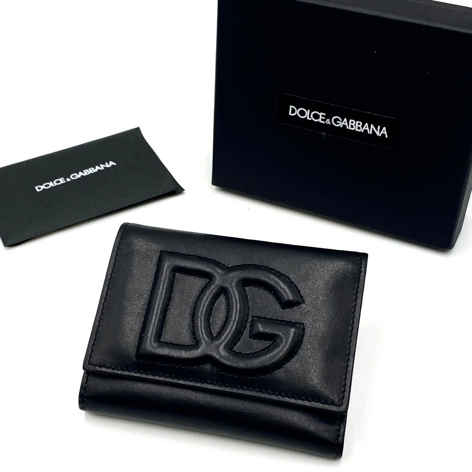 DOLCE&GABBANA 二つ折り財布 ブラック　本革　イタリア製　中面美品 極上美品 D&G DOLCE&GABBANA ドルチェアンドガッパーナ ドルガバ 財布