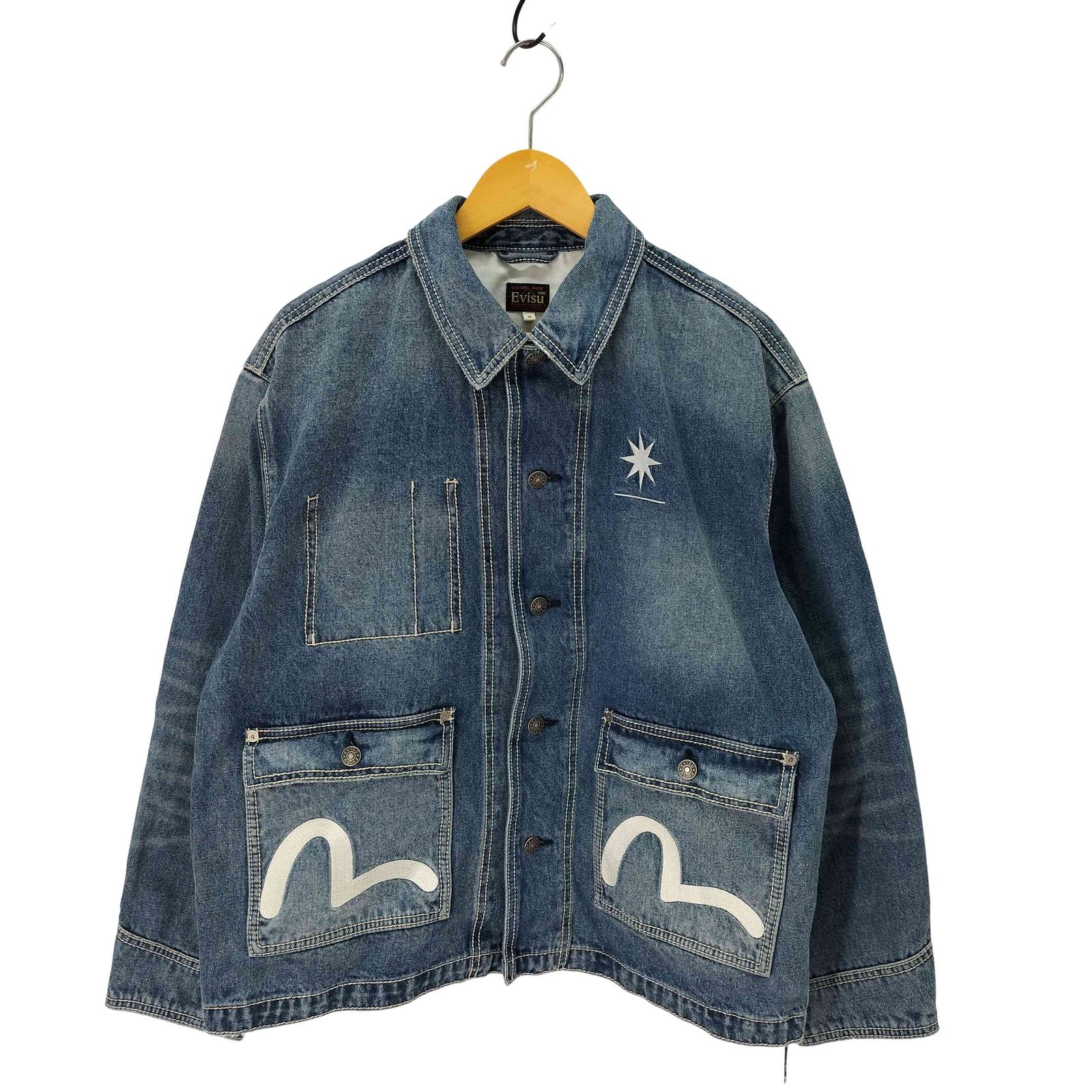 エヴィス EVISU WASHED CHORE JACKET / 刺繍 リラックスフィット 
