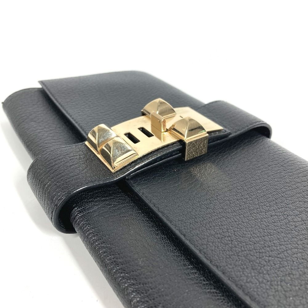 HERMES エルメス クラッチバッグ ポシェットメドール ロゴ レザー