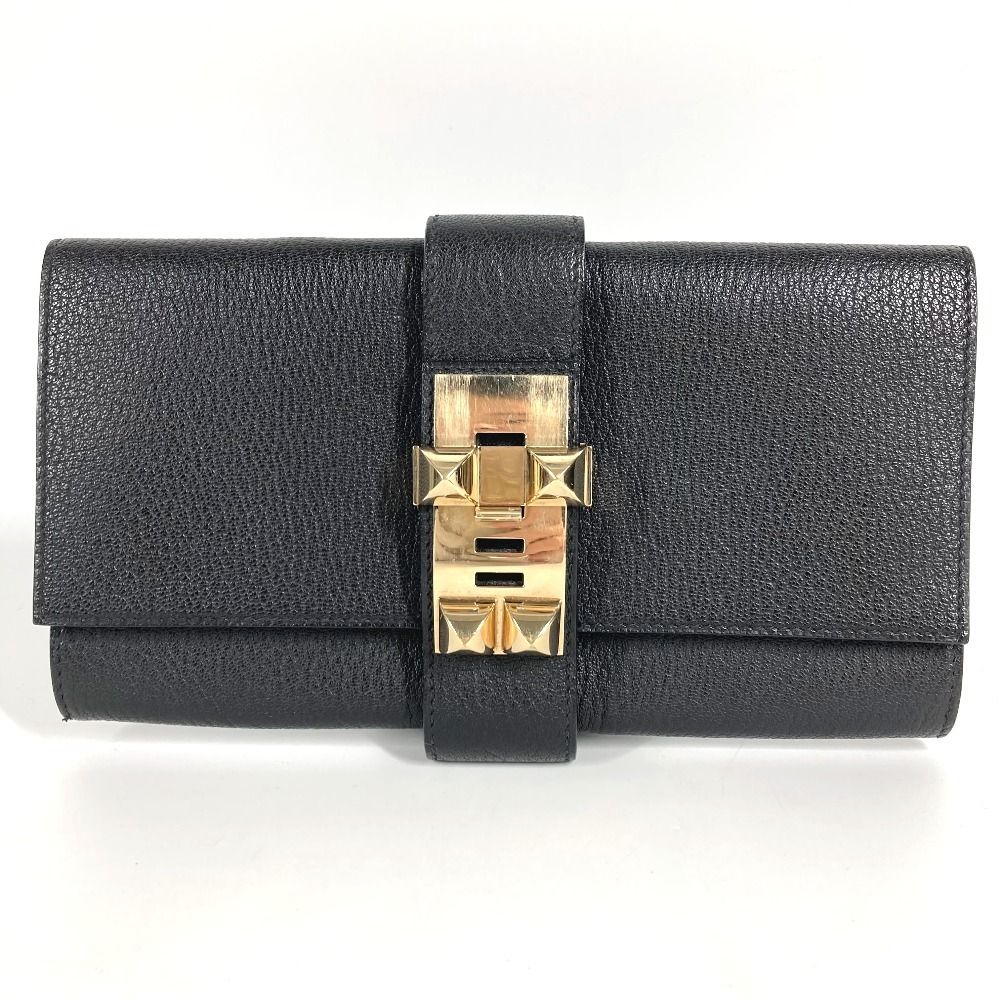 良品　HERMES エルメス　メドール　バッグ　スタッズ　クラッチ　ポシェット HERMES エルメス クラッチバッグ ポシェットメドール ロゴ レザー