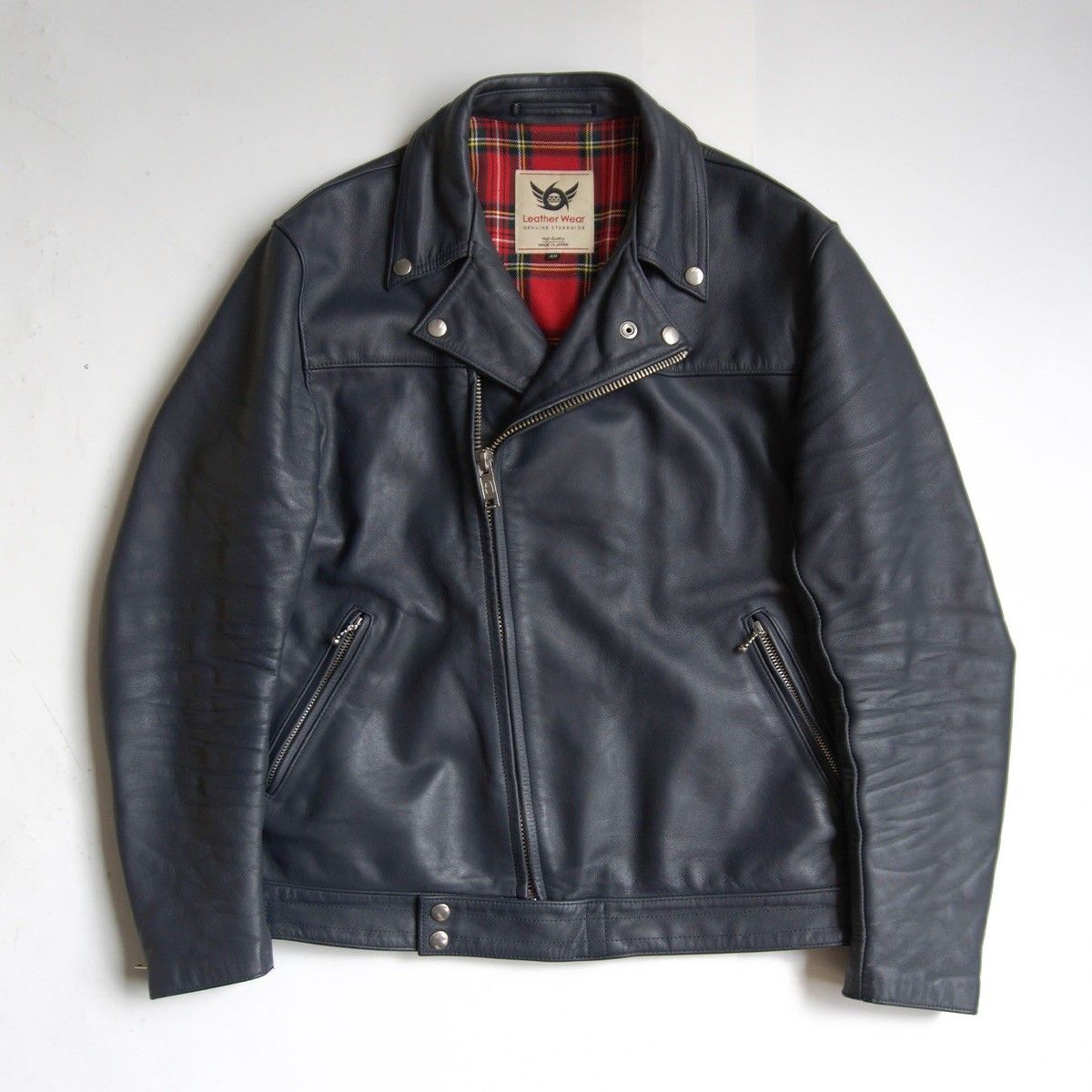 【美品】666 triple six【フロントフラップ ライダースジャケット】40 レザー ネイビー トリプルシックス 26030037 美品】666 triple six【フロントフラップ ライダースジャケット】40