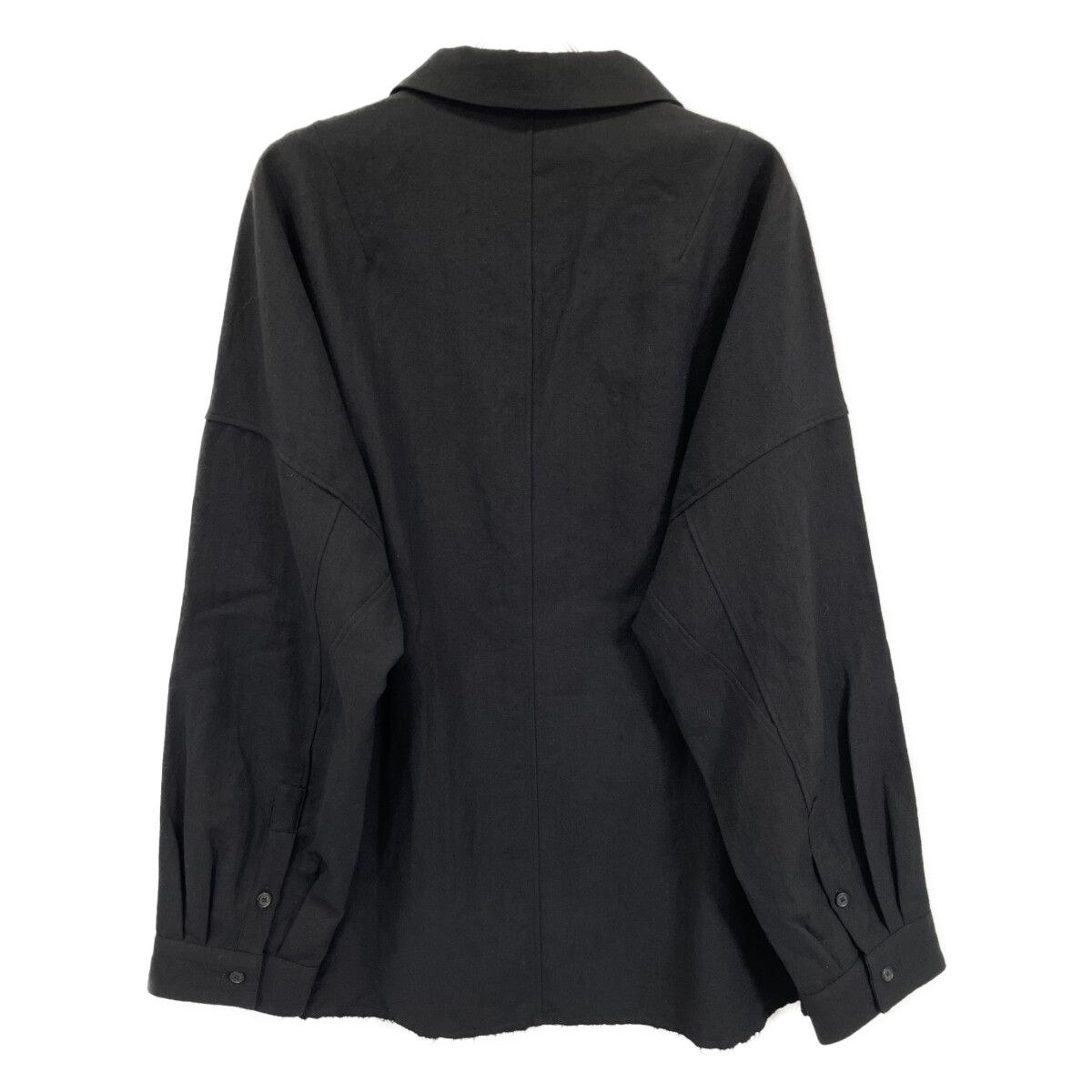 ANCELLM アンセルム 25AW ANC-SH73-A ﾌﾞﾗｯｸ WASH WOOL TAILORED SHIRT 