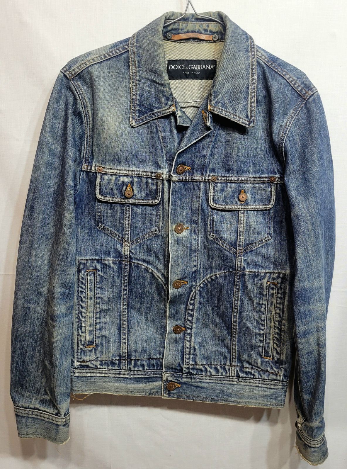 【極美品】DOLCE&GABBANA ヴィンテージ加工 デニムジャケット 44 DOLCE&GABBANA ドルチェ＆ガッバーナ デニムジャケット 44 イタリア製