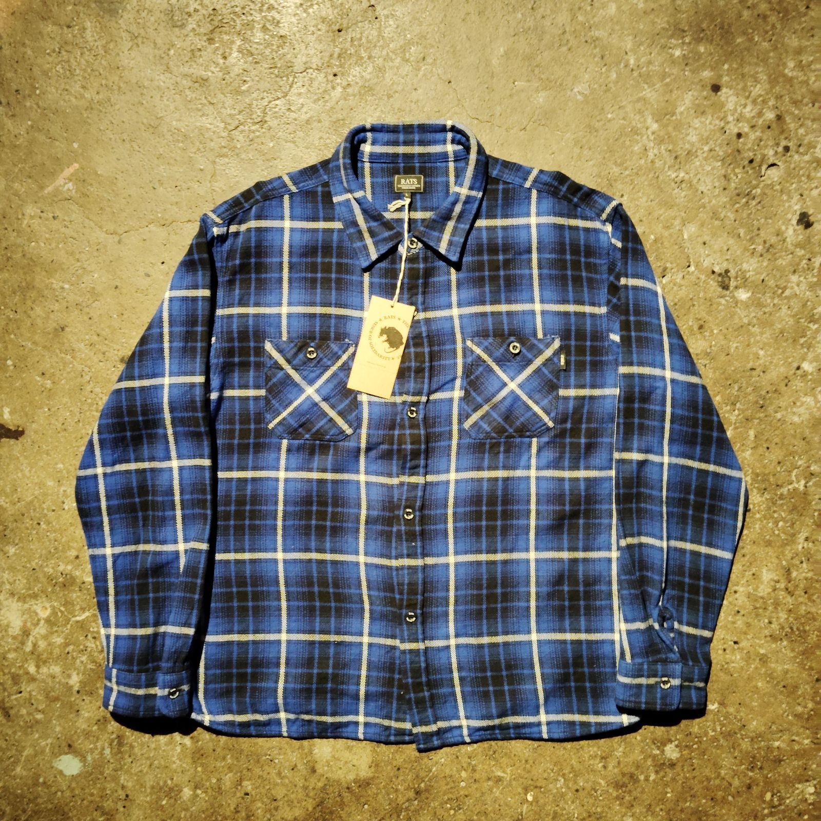 RATS 24aw COTTON FLANNEL BLUE CHECK SHIRT L ラッツ 2024aw コットン 