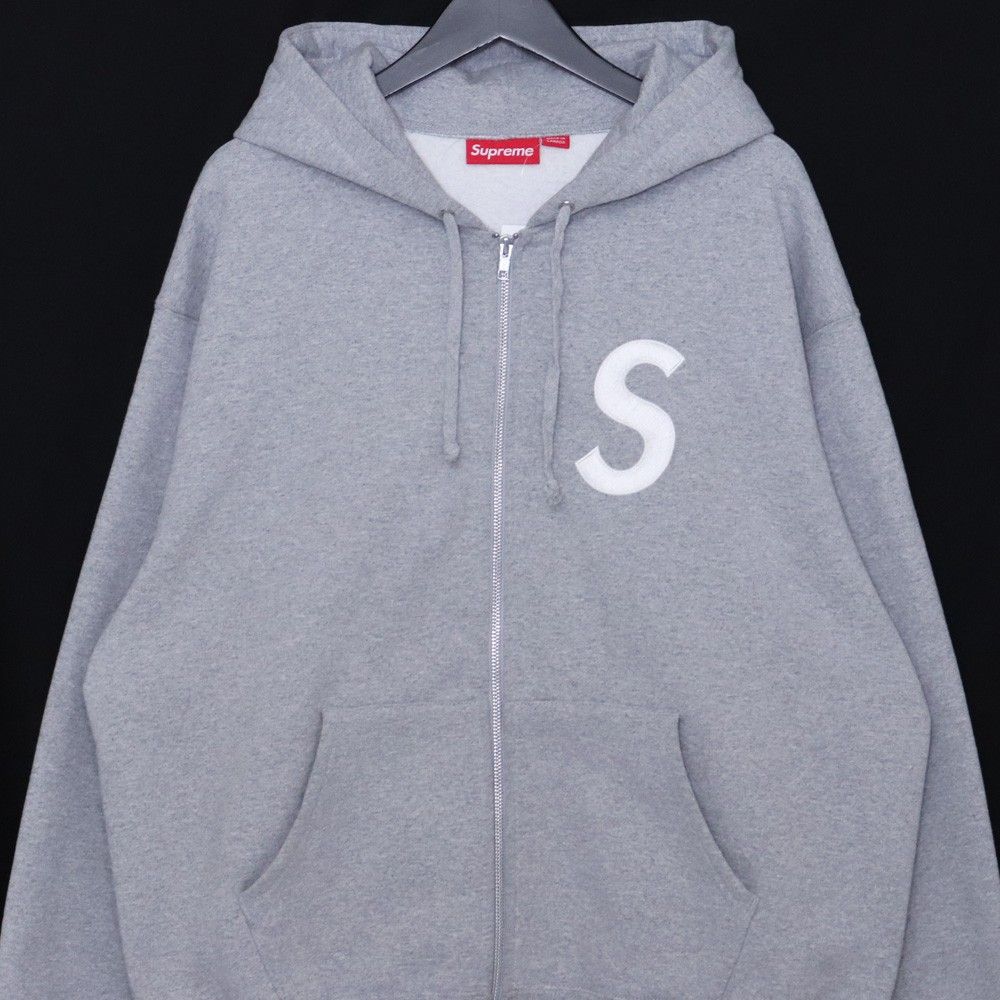 SUPREME S Logo Zip Up Hooded Sweatshirt Lサイズ グレー - メルカリ