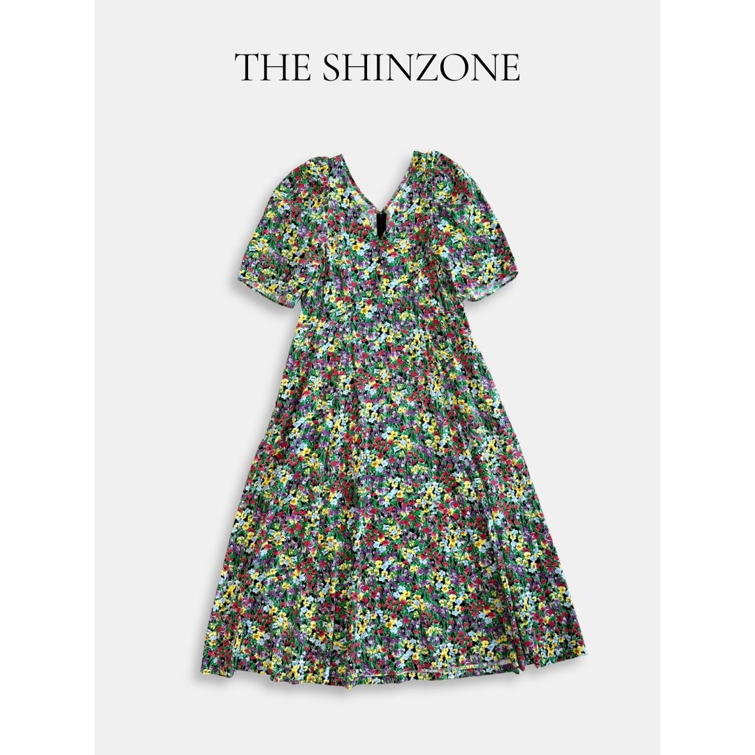 THE SHINZONE ザ シンゾーン 花柄ワンピース フラワープリント Vネック