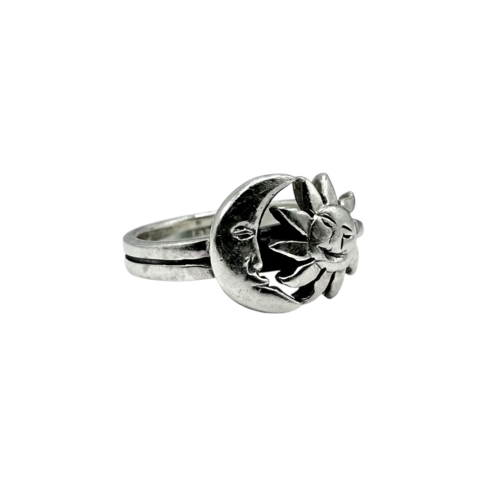月と太陽】宇宙 Silver 925 刻印 90s Vintage Design Ring シルバー