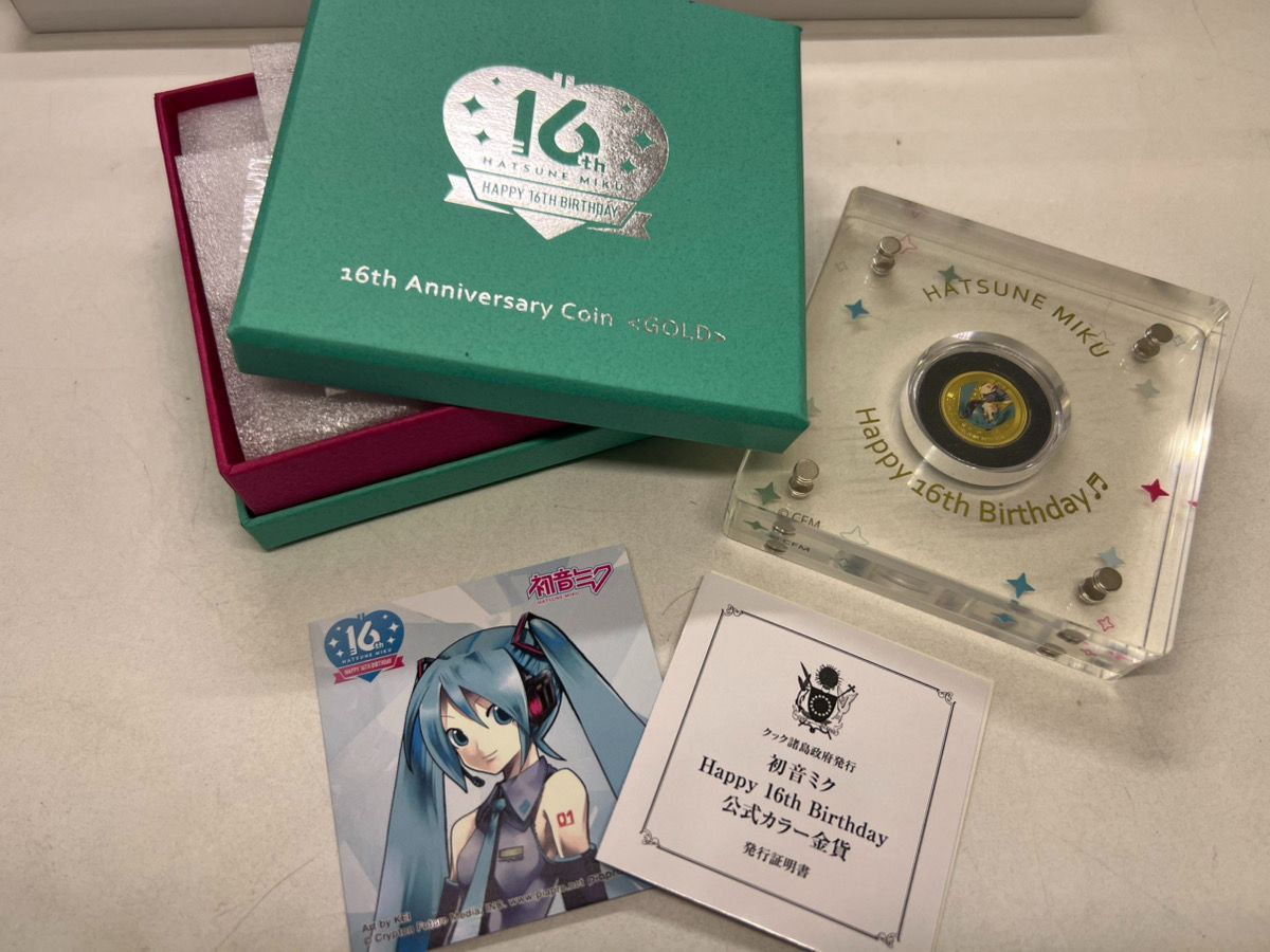 中古 開封済み】 初音ミク Happy 16th Birthday 公式カラー金貨＆銀貨