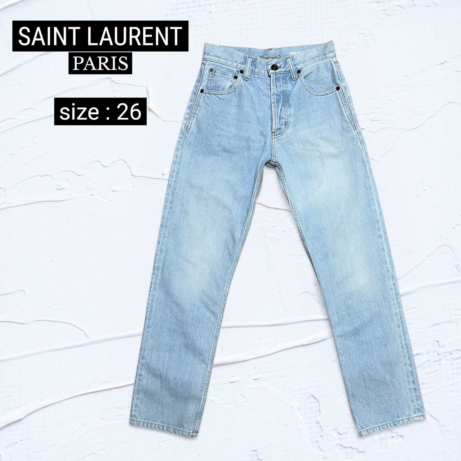 極美品】SAINT LAURENT PARIS ハイウエスト ストレートデニム 26 