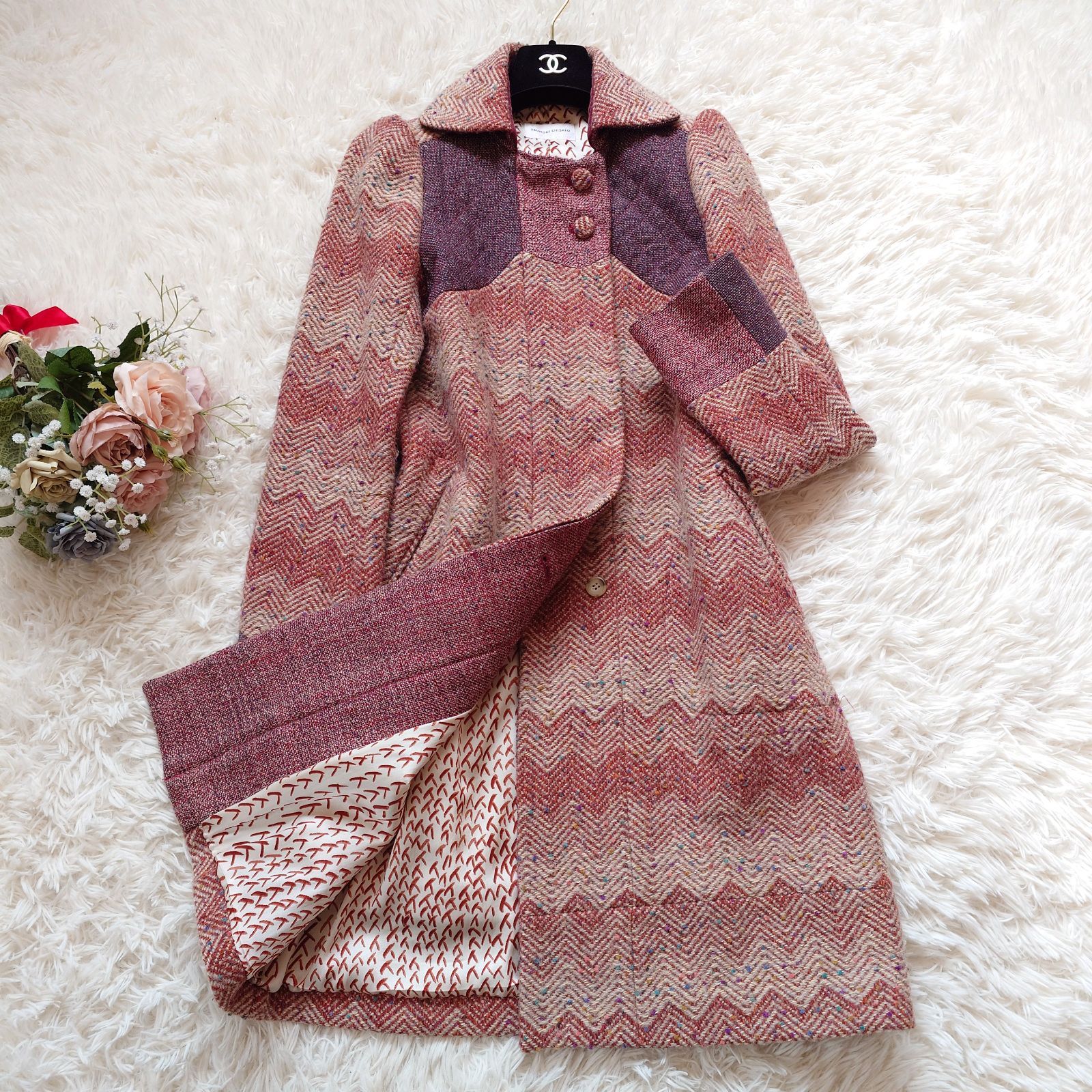希少 ツモリチサト TSUMORI CHISATO ウール ヘリンボーン ツイード