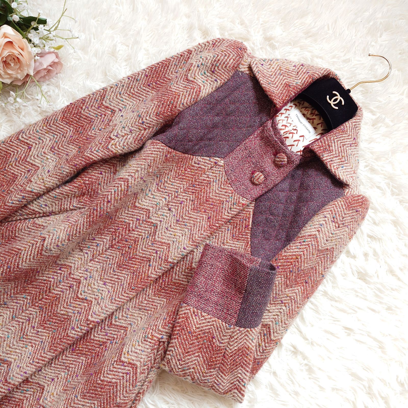 希少 ツモリチサト TSUMORI CHISATO ウール ヘリンボーン ツイード