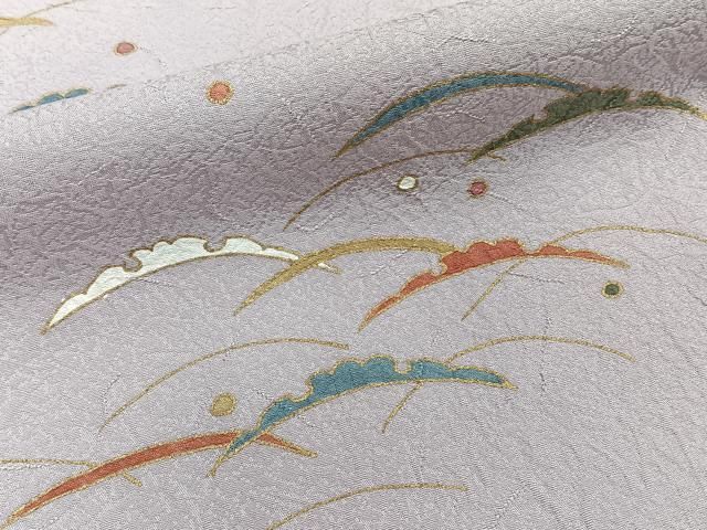平和屋着物▽小紋　単衣　雪芝文　暈し染め　洗える着物　DAAV9686sf 洗える着物 江戸小紋 単衣 鮫小紋 灰白色 M L サイズ 日本製