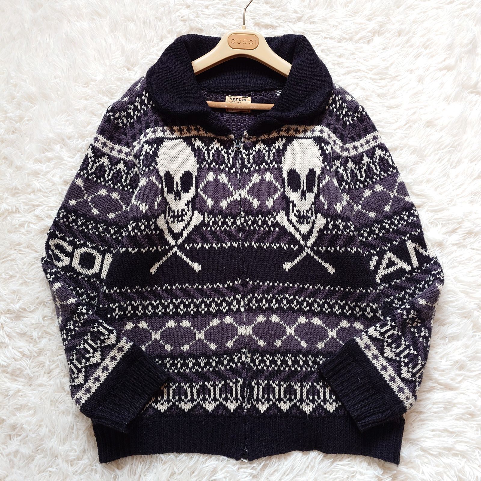希少 バンソン VANSON カウチンニット ニットジャケット カーディガン 