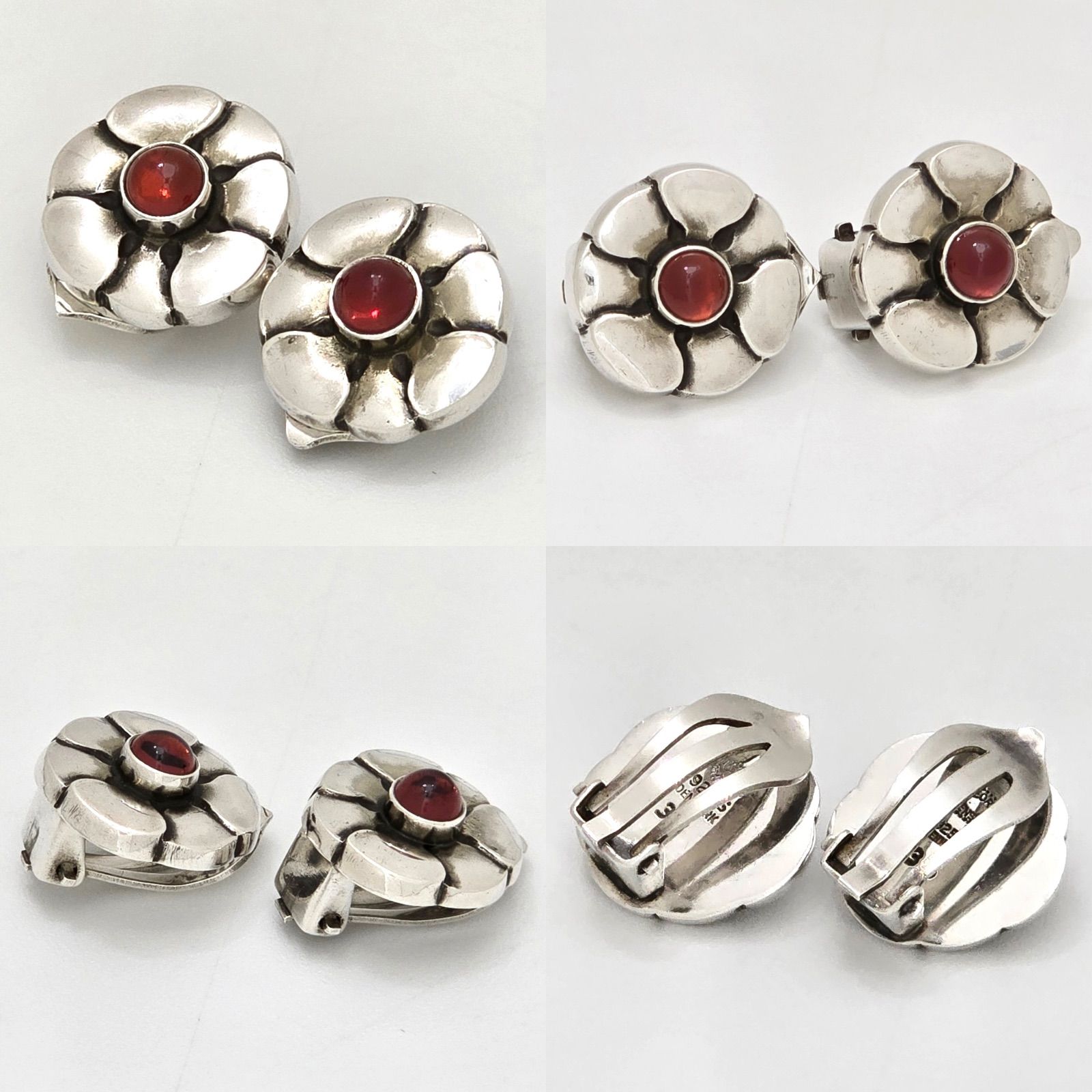 GEORG JENSEN ジョージ・ジェンセン 36 ガーネット フラワー 