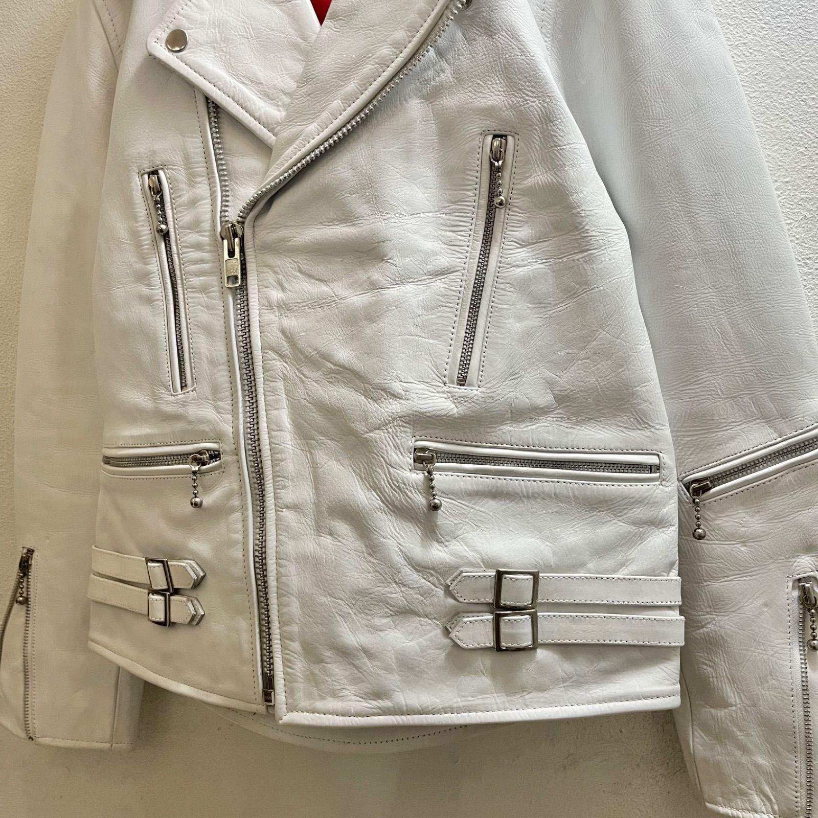 vintage 00s 90s 白 ライダース レザージャケット ヴィンテージ 本革