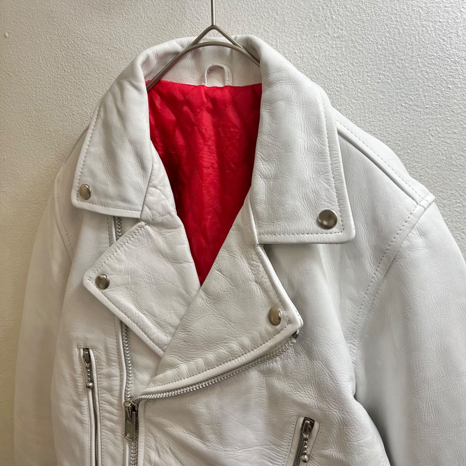 vintage 00s 90s 白 ライダース レザージャケット ヴィンテージ 本革